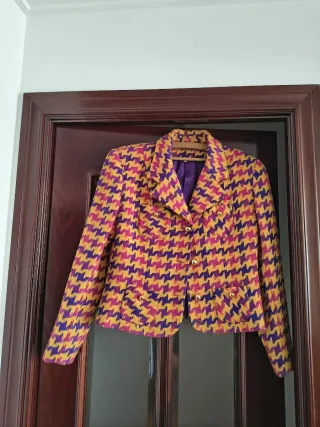 Chaqueta Lana Pata Gallo Morado Amarillo