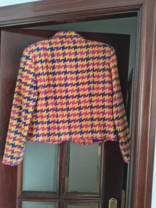 Chaqueta Lana Pata Gallo Morado Amarillo