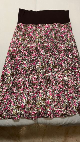 Falda larga floral mujer