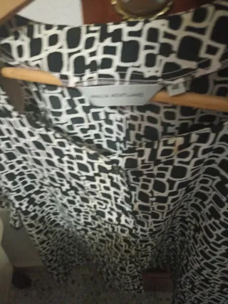 Camisa estampada mujer blanca y negra