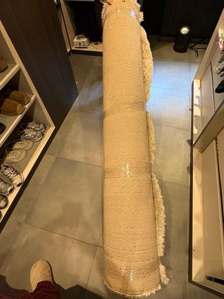 Alfombra pelo largo beige/blanco poliéster