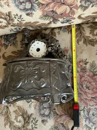 Figura Sirena con Reloj de Barro Esmaltado