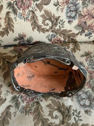 Figura Sirena con Reloj de Barro Esmaltado