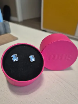 Pendientes Oso Tous Azul Plata Nuevos