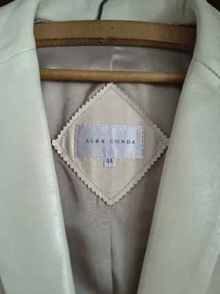 Chaqueta Alba Conde Piel Blanco Hueso Talla M