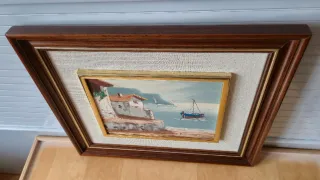 3 Pinturas Óleo marco Madera y Dorado.