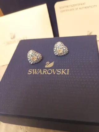 Pendientes Corazón Swarovski Azul y Plateado