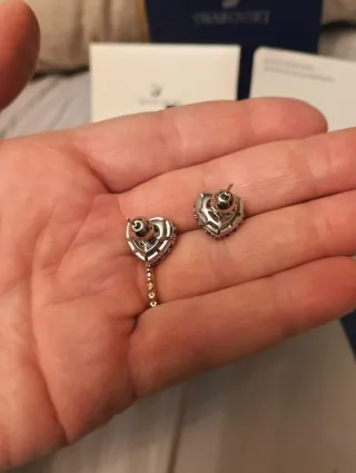 Pendientes Corazón Swarovski Azul y Plateado