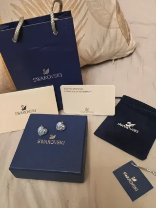 Pendientes Corazón Swarovski Azul y Plateado