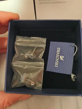 Pendientes Corazón Swarovski Azul y Plateado