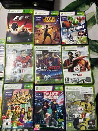 Consola Xbox 360 + 2 mandos + 12 juegos