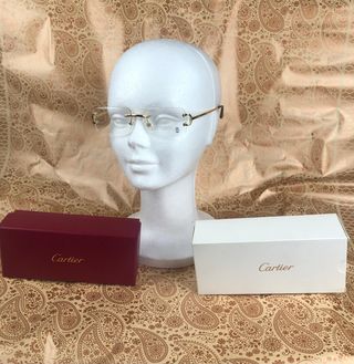 Gafas Cartier Rimless Originales Doradas –