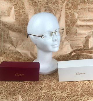 Gafas Cartier Rimless Originales Doradas –