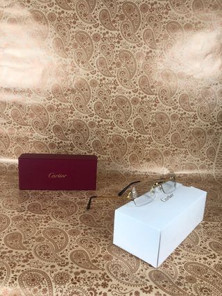 Gafas Cartier Rimless Originales Doradas –