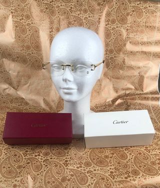 Gafas Cartier Rimless Originales Doradas –