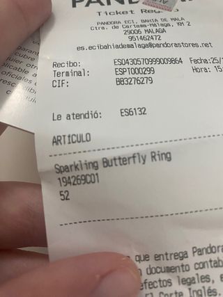 Anillo Mariposa Azul Brillante Pandora