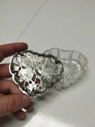 Joyero Corazón Vintage Cristal y Peltre