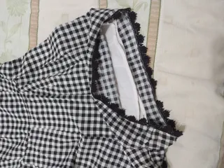 Mono corto verano cuadros blanco y negro