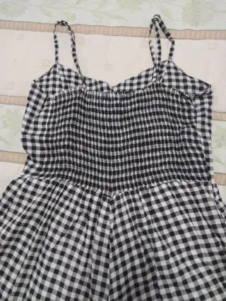 Mono corto verano cuadros blanco y negro