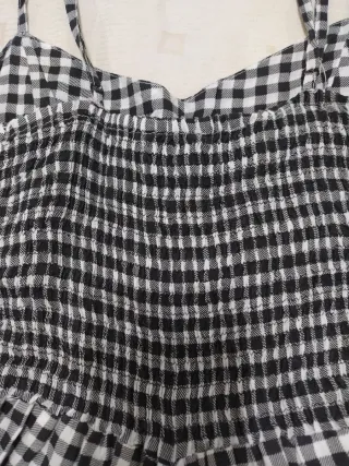 Mono corto verano cuadros blanco y negro