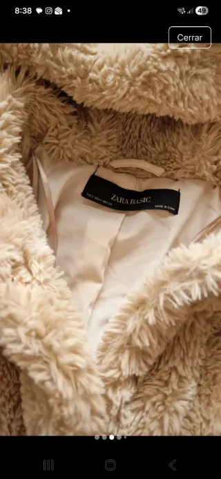 Abrigo Zara Beige Talla S