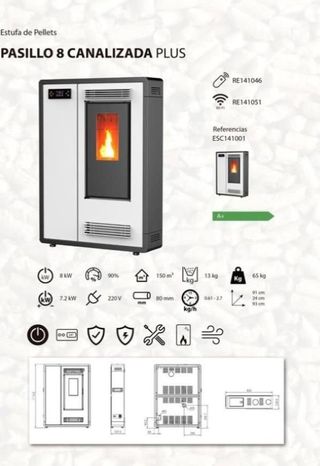 Estufa Pellets Pasillo8 Canalizada  8 kW VAL1027