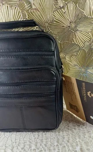 Bolso piel hombre bandolera cremallera