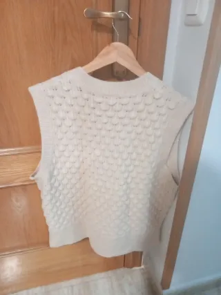 Chaleco de punto beige Smile talla XL