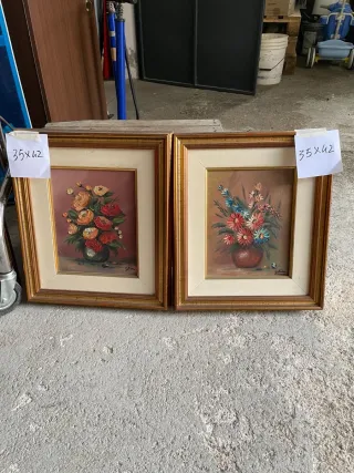 Coppia quadri dipinti a mano fiori