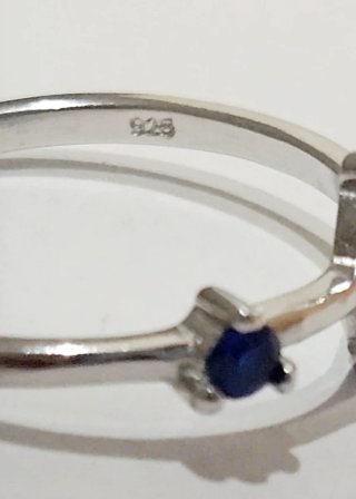 Anillo plata 925 con circonitas blanca y azul