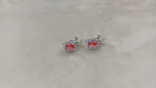 Pendientes Oro Chapado Circonitas y Rubí