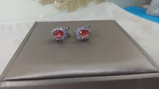 Pendientes Oro Chapado Circonitas y Rubí