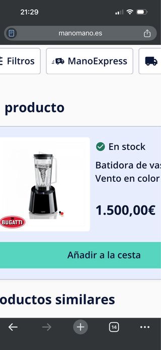 Licuadora Inteligente Bugatti Vento