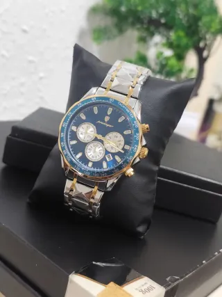 Reloj Poedagar Hombre Cronógrafo Azul Dorado