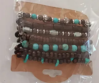 Set bracciali uomo legno e turchese