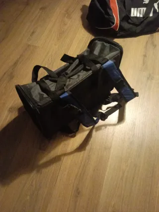 Transportín para gatos negro y azul