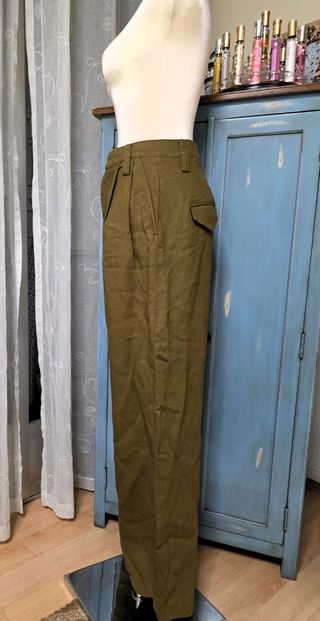 Pantalón Zara Lino Verde Oliva