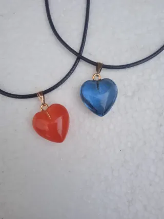 Collar Corazón Cristal Cordón Cuero adaptable