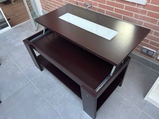 Mesa de centro madera con cristal elevable