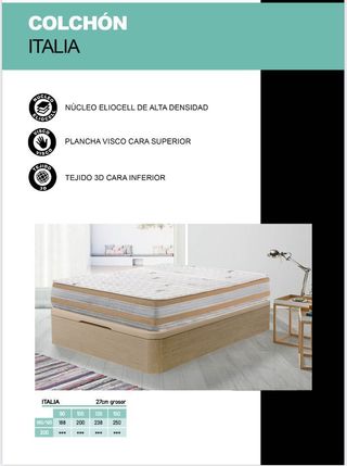✅CONJUNTO CANAPE 30MM +COLCHON ITALIA 90x190 Nuevo