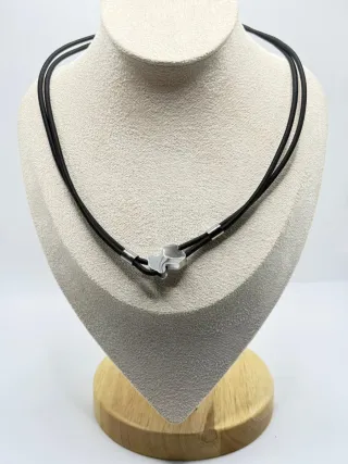 Gargantilla Oso Acero Elástico Negro