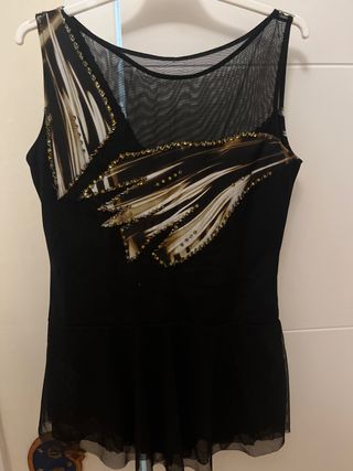 Maillot patinaje artístico negro con pedrería