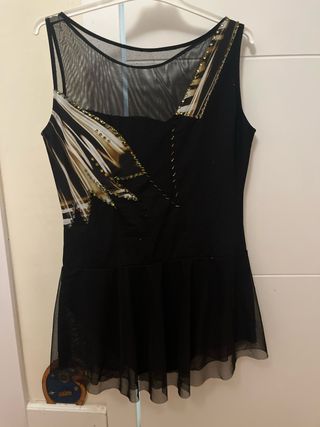 Maillot patinaje artístico negro con pedrería