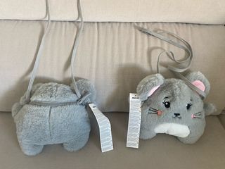 Bolso niña peluche ratón Pepco gris rosa