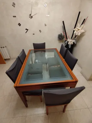 Mesa comedor cristal y 6 sillas
