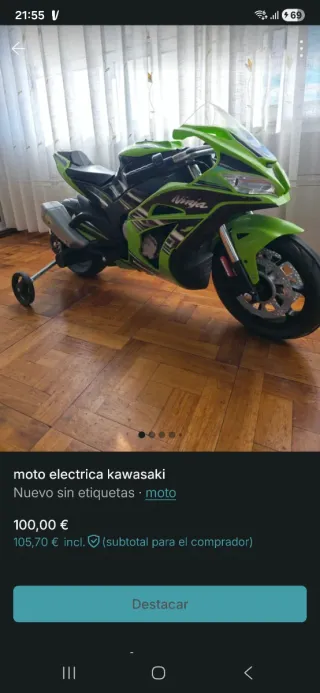 Moto Eléctrica Kawasaki Ninja 12V