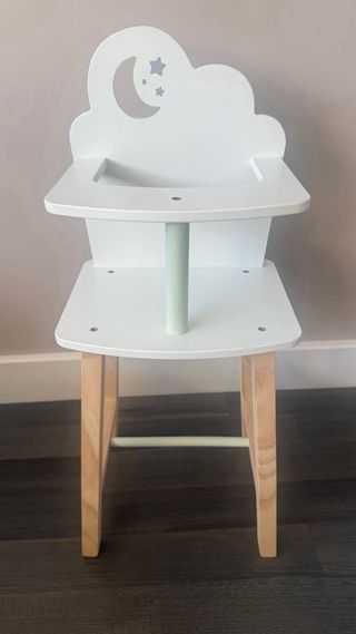 Cuna y trona de madera para muñecas