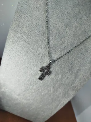 Collar Cruz Plana Plata Mod 5