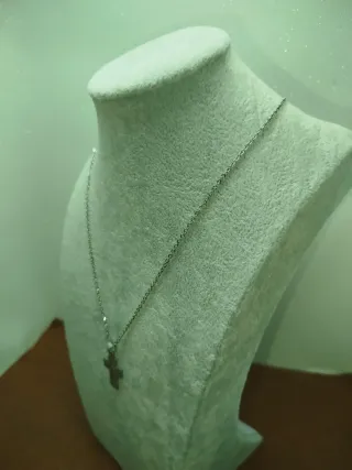 Collar Cruz Plana Plata Mod 5