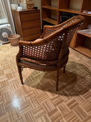 Silla de Ratán y Madera Marrón
